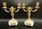 Pair Of Putti Candleholders Louis Xvi Style 19th C  - Bronze - French Antique
