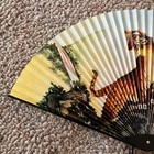 Vintage Metal   Paper Hand Fan Fold Up 1950-1960 China Tiger