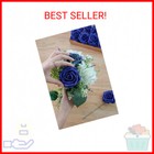 Floroom Artificial Flowers 25pcs Real Looking Royal Blue Foam Fake Roses With St