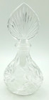 Vintage Pressed Glass Perfume Bottle Wheel Cut Flowers Leaf Ground Stopper