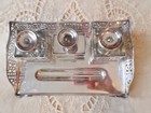 Fine  Antique English Ornate Chippendale Silverplate Double Ink Well Stand