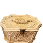 Vintage Max Klein Sewing Box Sc-2015 Gold Tan Ornate Faux Wood Plastic