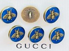Gucci Stamped Buttons 6 Pieces  Blue     Gold  14 Mm 0  6 Inch