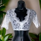 New Large White Lace Dirndl Blouse Undershirt Top Stretchy V Neck Crop