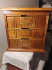 Rare Antique Art Deco Besly Oak Or Walnut Wood Filing Cabinet 3 Drawers Tabletop