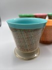Lot Of 5 Vintage Raffiaware Burlap Dessert Cups-mid Century   3 Snack Bowls