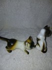  2  Rare Retired Hagen Renaker Cat Kitten Figures  Stretching Sitting L Siamese