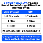 Zero Pitcher Water Filter Replacement 5-stage 3 Pack Fit Zr-001 Zr-004