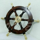 24 brass Wooden Nautical Ship Steering Wheel Pirate D  cor Wood Fishing Wall Boat