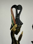 Vintage Hand Carved Balinese Indonesian Wood Couple Statues Painted 21    Pair
