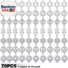 70pcs Antique Silver Chakra Energy Charms Connectors Tibetan Alloy Hollow Flower