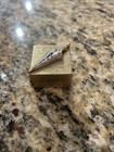 Vintage Brass Trinket Box W Enamel Umbrella Mini Pill Jewelry Case