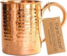 100  Copper Mug For Moscow Mule - 12oz Hammered Pure Copper Thick Straight Wall