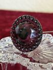 Antique Victorian Hatpin Large Amethyst Deep Purple Glass Glass Accents Surround