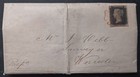 Queen Victoria Gb Penny Black Sg 1 Pl 7 On Letter Used Red Mx 4 Large Marg  Vf