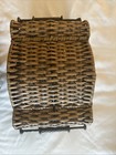 Vintage Wicker And Cane Wrought Iron Chest Latch Basket 10 5   x 9 5    X 7   