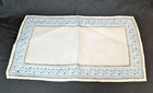 2 Vintage White Blue Embroidered Linen Table Center Doilies 