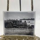 Vintage Steam Locomotive Railroad Yard Side View Photo 4x5 B w Gelatin Original