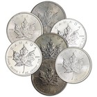Canada Silver Maple Leaf 1 Oz  5 Impaired - Random Date - Tube Of 20 Coins