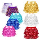 Kids Girls Sequins Tutu Mini Skirt Latin Jazz Dance Dress Gymnastics Costume