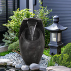 Outdoor 2 Tier Zen Fountain backyard Waterfall Water Fountain Free Standing