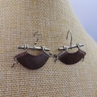Unique Vintage Artisan Silver Copper Shield Earrings Rustic Tribal Boho Native