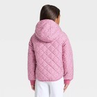 Girls  Floral Printed Hooded Reversible Puffer - Cat   Jack Rose Pink