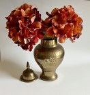 Faux Hydrangea Stem Bundle   Autumn Orange   Red Silk Flowers   14    Tall