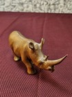 Vtg Hand Carved Teak Wood Rhino Rhinoceros Sculpture Figurine Kenya Africa 