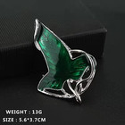 Handmade Silver-plated Alloy Cloak Brooch Pin With Green Enamel  4 5x6 4cm