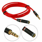 3 5mm 1 8  4-pole Aux Extension Cable Stereo Audio Headphone Male Female 4ft Red