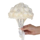 Ivory Satin Rose Rhinestone Brooch Wedding Bouquet Bridal Holding Flowers