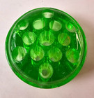 Vintage Glass Green Flower Frog 3 25 x1 55   13-holes