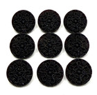Antique Vintage Set Of 9 Black Glass Imitating Fabric Buttons - 9 16   a-x1 