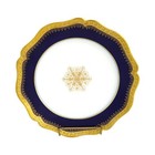 Ten French Limoges Cobalt Blue Porcelain Soup Bowls With Gold Trim C1900