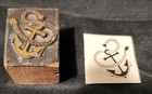 Vintage Printing Letterpress Printer Block Mid-century Small Anchor Rope Sailor