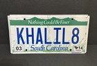 South Carolina Vanity License Plate     Khalil8  cali 8 