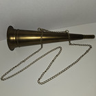 Vtg Brass Bugle Horn Long Signal Horn Chain Nautical Maritime Hunting 13  Decor