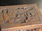 Rare Vintage 1940s Chinese Camphor Wood Chest Hand Carved Relief Heavily Scented