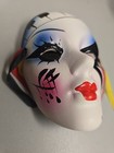 Vintage Mardi Gras Porcelain Ceramic Painted Face Mask Wall Hanging Piano Lashes