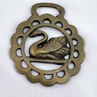 Brass Horse Medallion Antique English Swan Bird Swim Grace Half Moon Harness