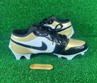 Men Nike Air Jordan 1 Low Td Patent Gold Toe Football Cleats Fj6245-701 Size 10