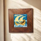 Motawi Tileworks Arts And Crafts Framed Sailing  magic Ship  Art Pottery Tile