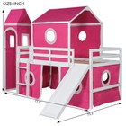 Kids House Bunk Bed With Slide Tent Tower Twin Size Loft Bed Frame pink