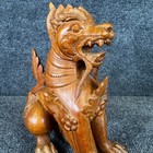 Vintage Mcm Hand-carved Southeast Asia Burmese Chinthe Lion Foo Dog Wood Statue