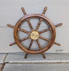 Vintage 36  Wood And Brass Ship s Wheel - Nautical