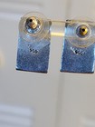 Vintage 950 Sterling Silver Turquoise   Black Inlay Stud Earrings Signed Mexico