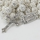 Dazzling Diamond Zircon Crystal Rhinestone Beaded  Rosary Necklace   Velvet Bag