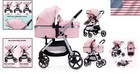 2-in-1 Pink Baby Stroller With Reversible Seat   Adjustable Canopy  0-36