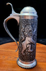 Vintage Franklin Mint Fine Pewter Lion And Unicorn 1979 Tankard Stein Mug W lid